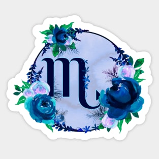 Scorpio Zodiac Horoscope Blue Floral Monogram Sticker